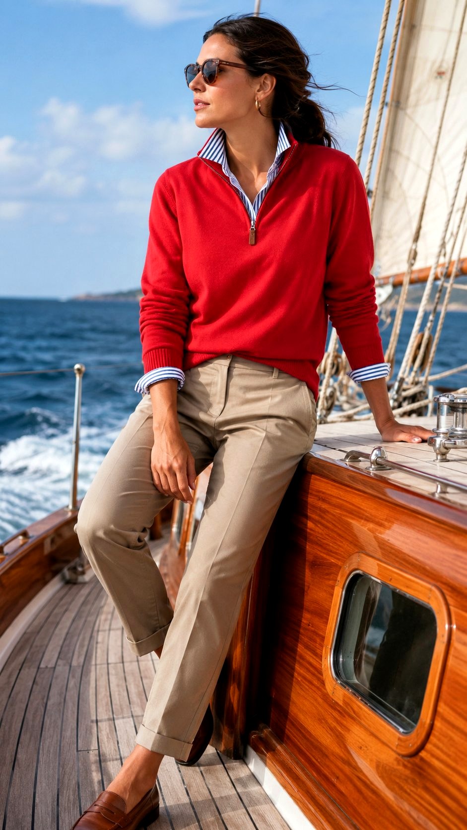 Quarter Zip Pullover Ensemble - 20 Sailing Outfit Ideas