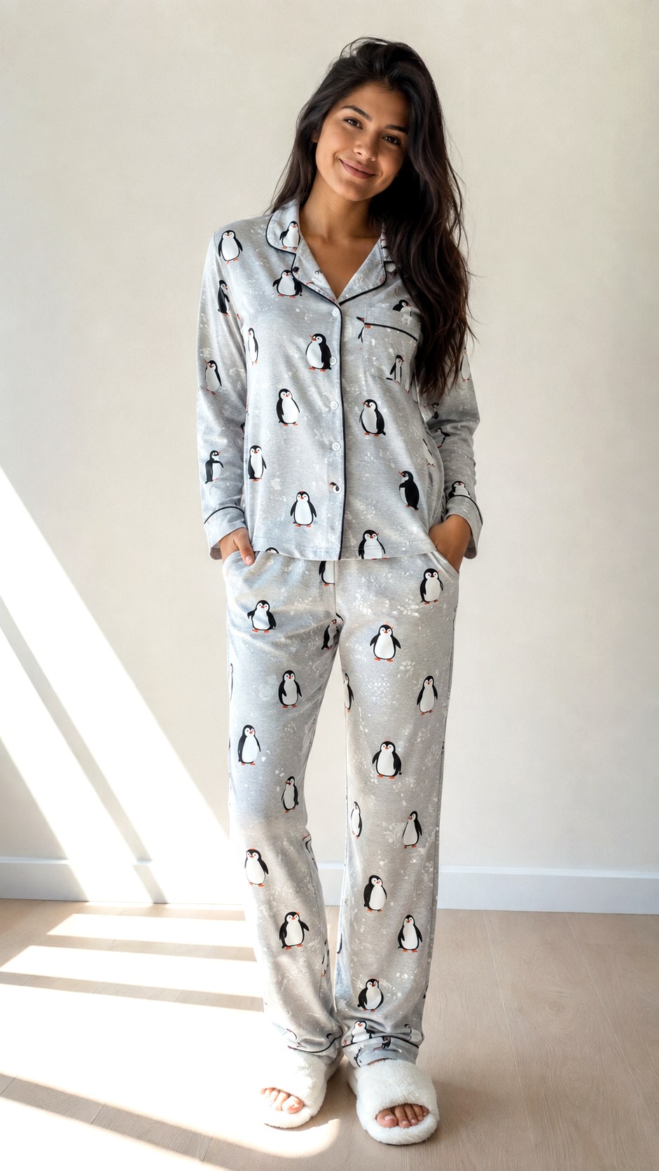 Quirky Penguin Print Pajama Set - 21 animal inspired outfit ideas