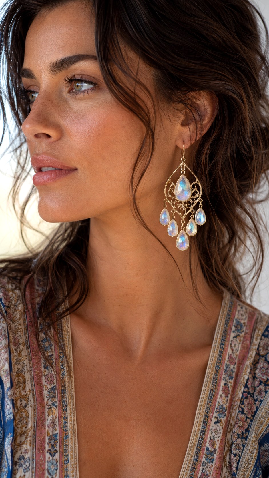Rainbow Moonstone Chandelier Earrings - 23 color jewelry ideas