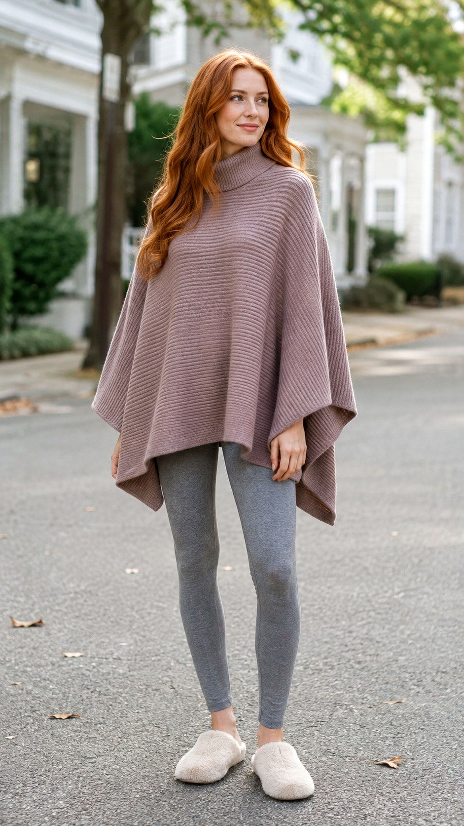 Relaxed Ribbed Sweater Cape Outfit Ideas - 24 cape outfit ideas