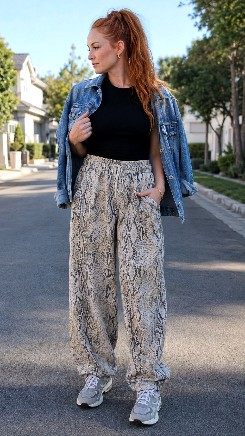 Relaxed Snake Print Joggers - 21 animal inspired outfit ideas