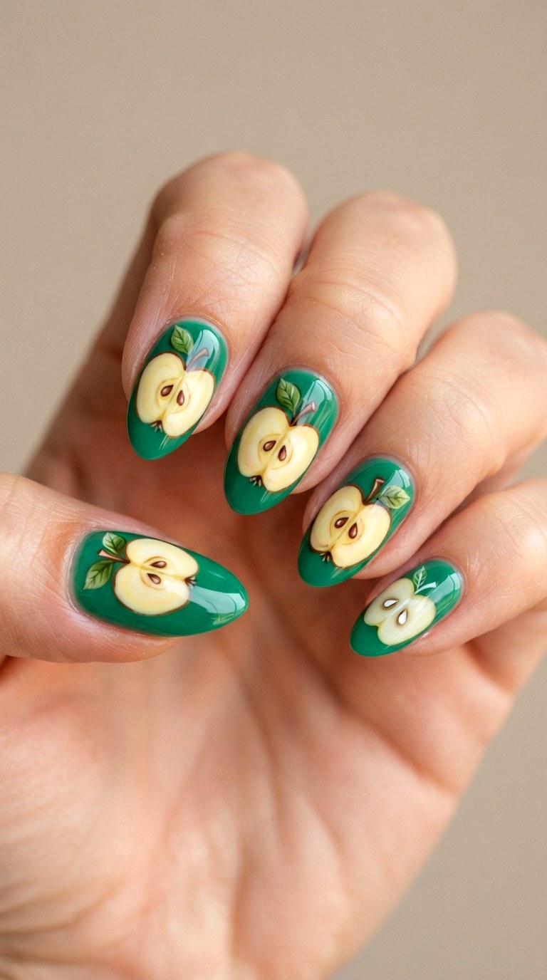 Retro Apple Core Nail Art - 21 school nail art designs