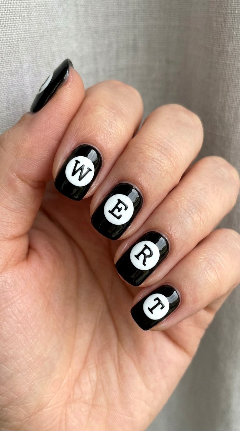 Retro Typewriter Key Nail Art - 23 back to school nail art ideas