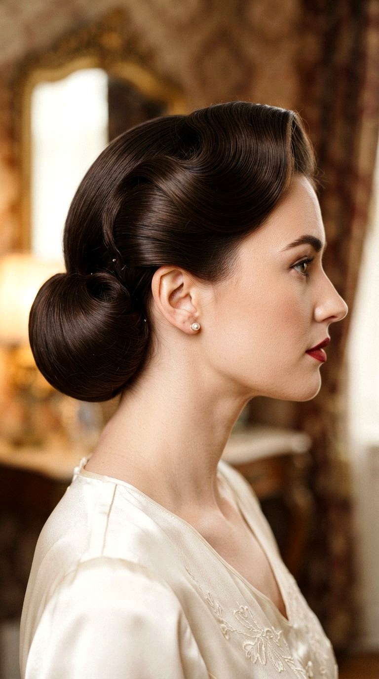 Retro Vintage Roll Low Bun - 20 prom bun hairstyles ideas