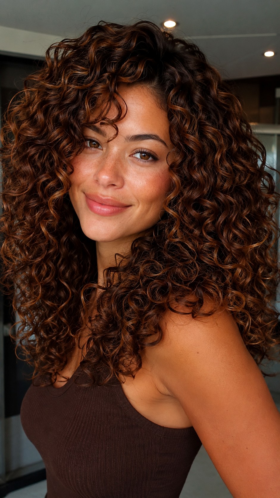 Rich Chestnut Brown Lowlights Curls - 25 Curly Hair Color Ideas