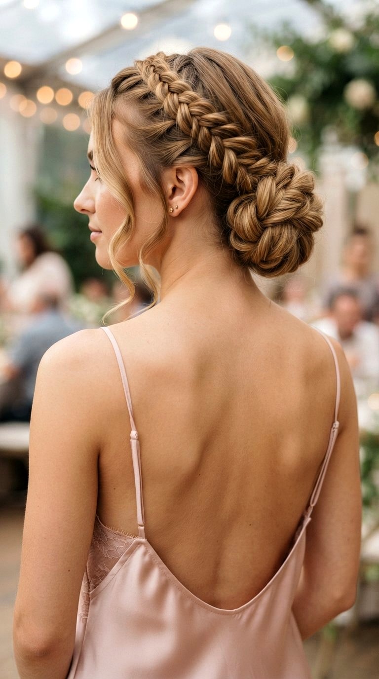 Romantic Double Braided Prom Low Bun - 20 low bun prom hairstyles ideas