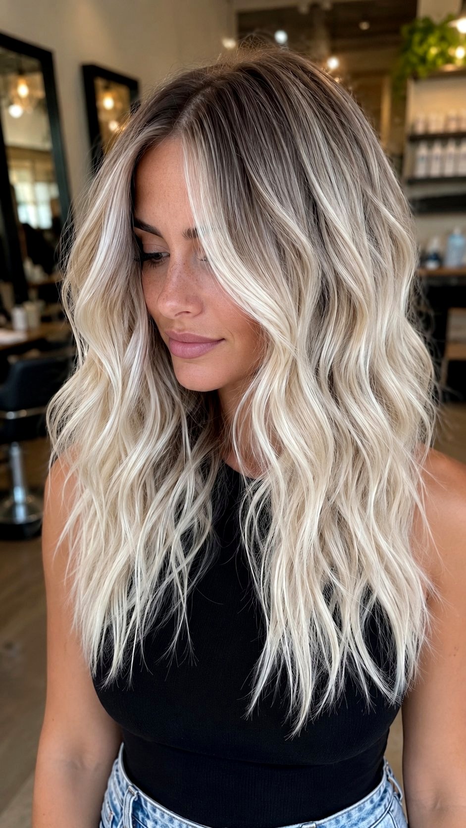 Rooted Platinum Blonde Balayage Look - 23 Platinum Blonde Hair Ideas