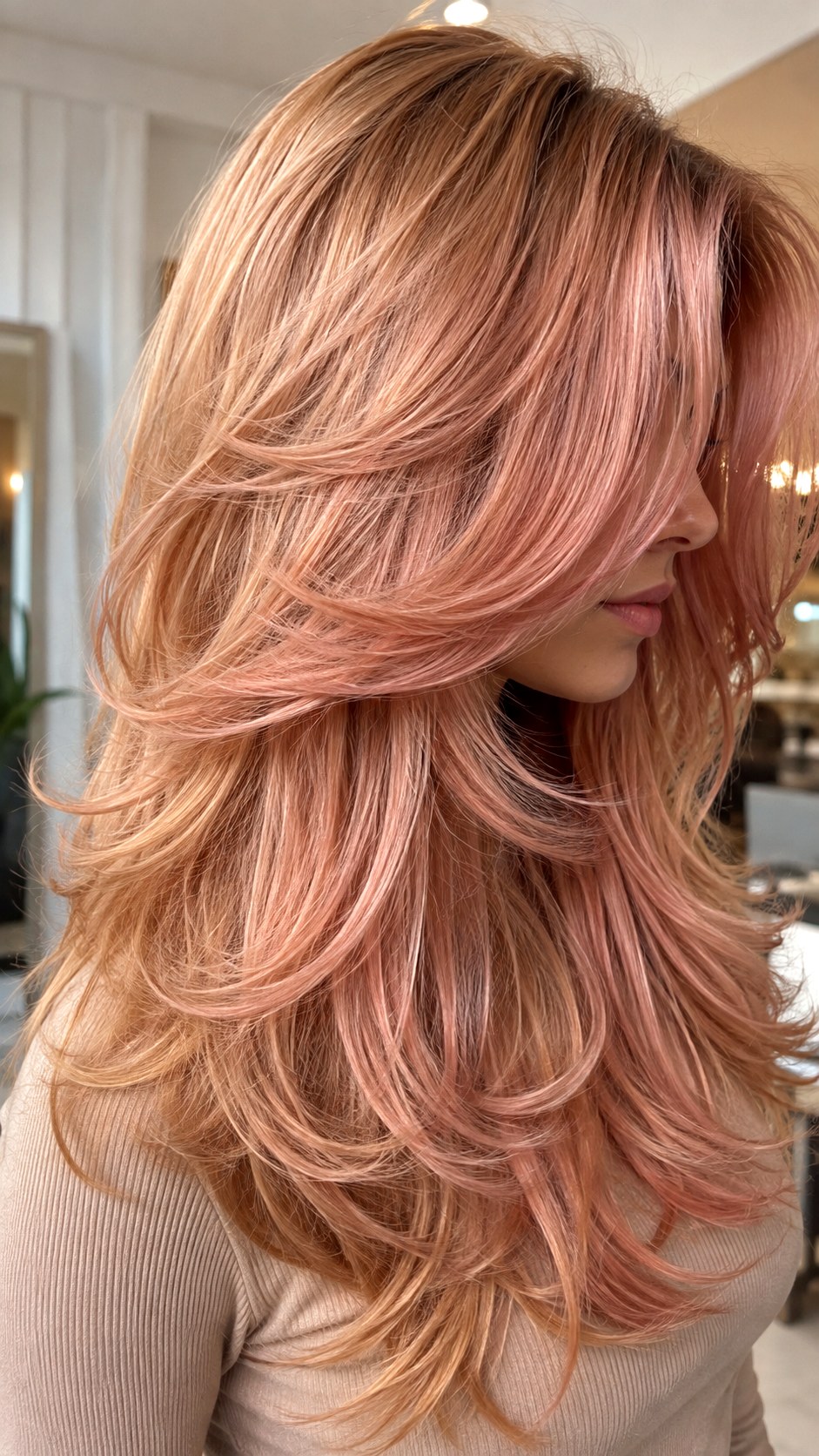 Rose Gold Butterfly Layered Style - 23 butterfly haircut long layers ideas