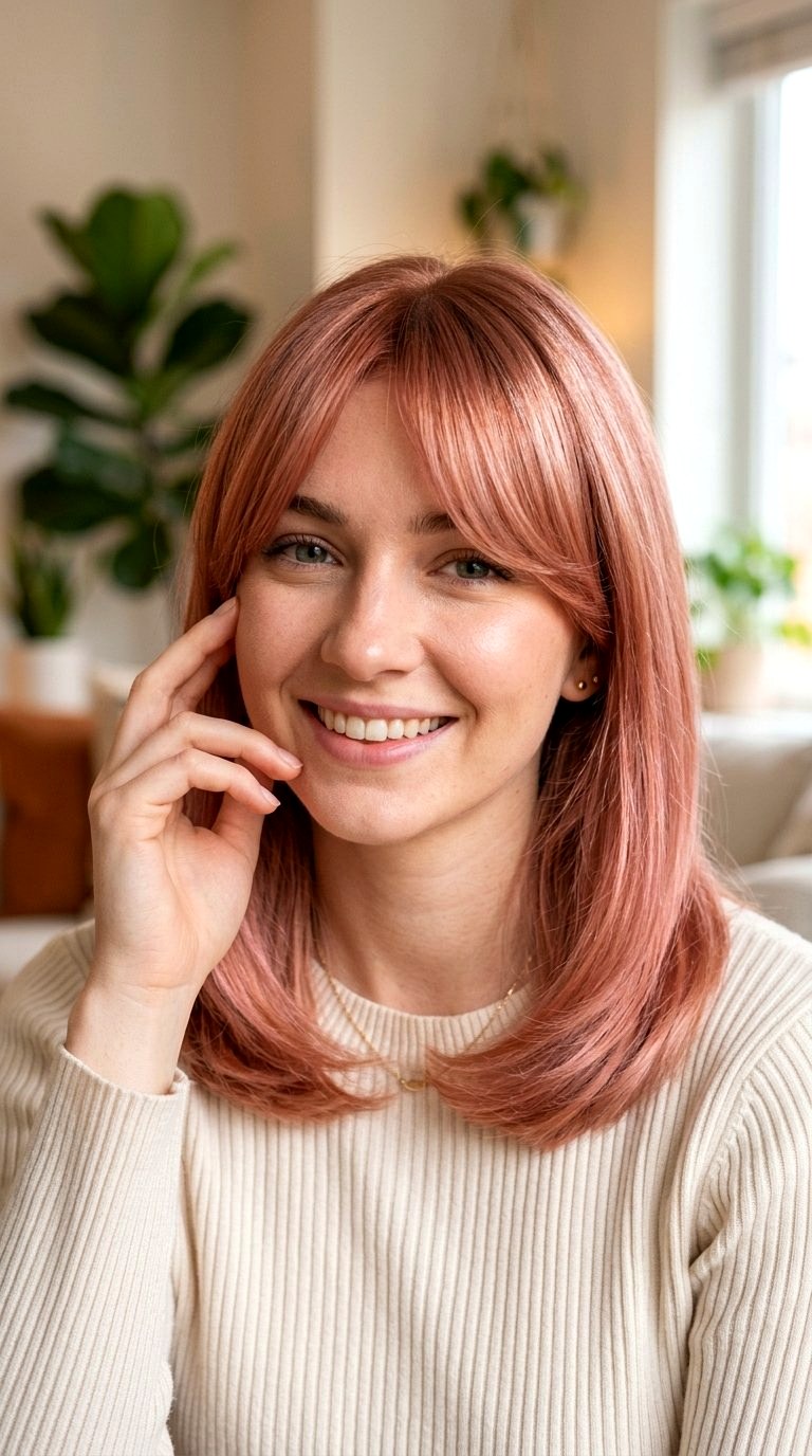 Rose Gold Copper Curtain Bangs - 21 curtain bangs copper ideas