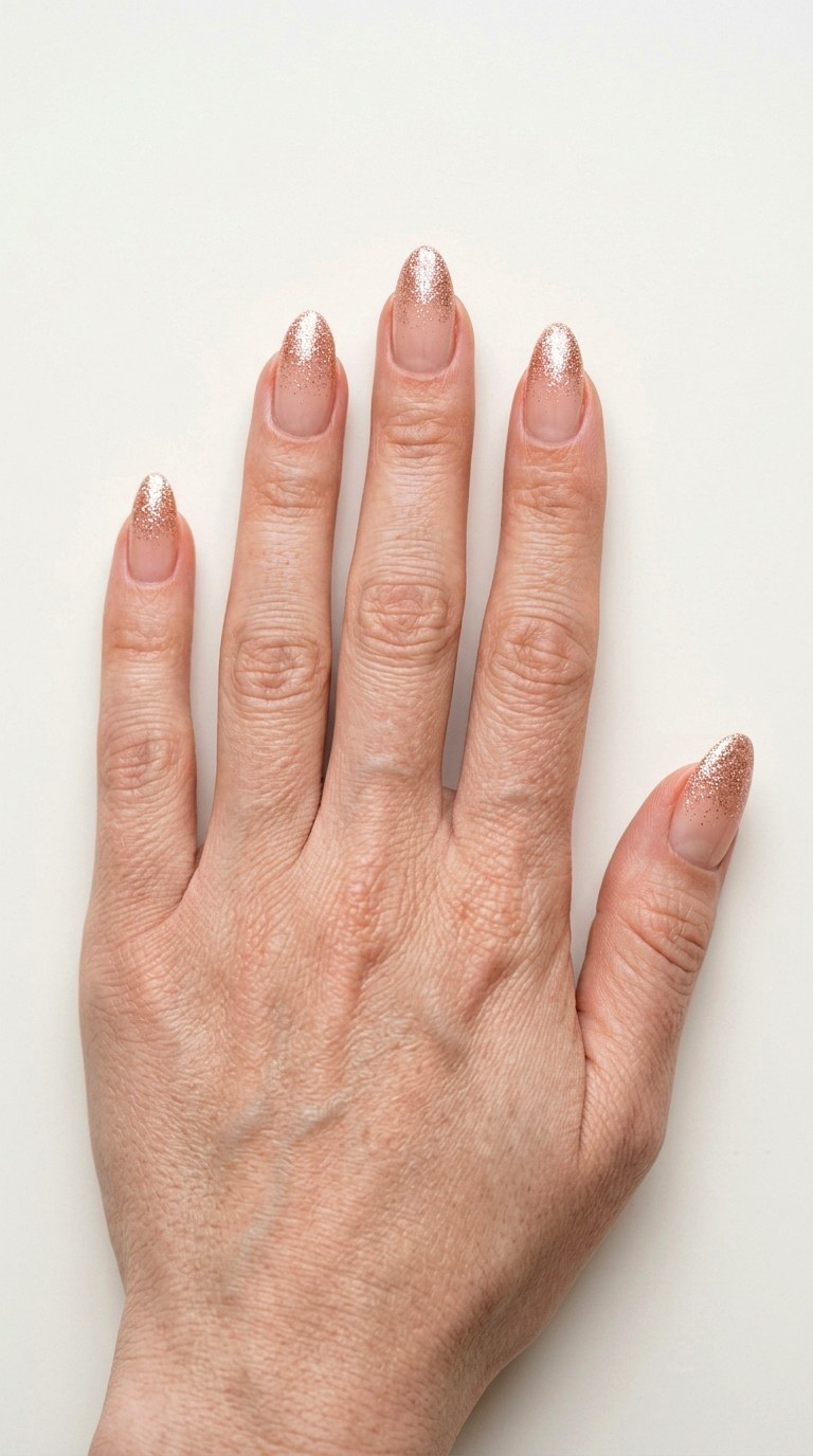 Rose Gold Glitter Ombre French Style - 23 ombre french tip nail art designs