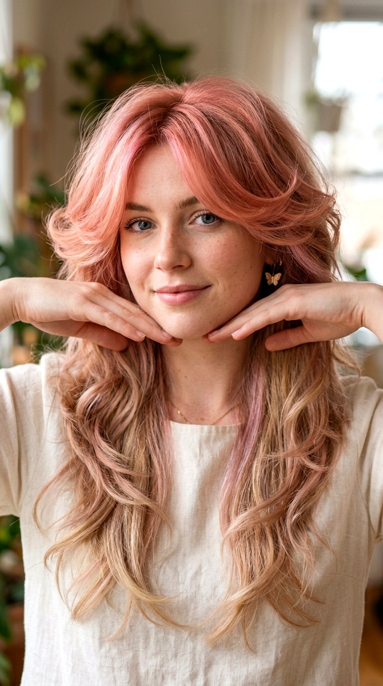 Rose Gold Luminous Butterfly Layers - 22 butterfly layers hair long ideas