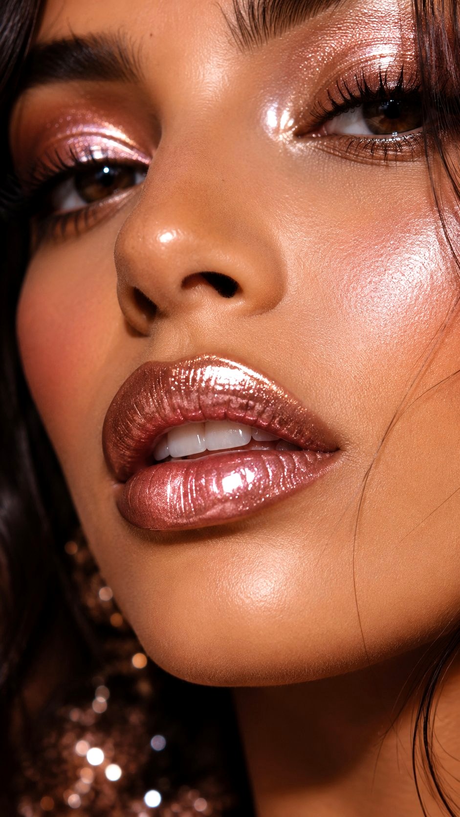Rose Gold Metallic Lip Gloss - 20 Olive Skin Lip Color Looks