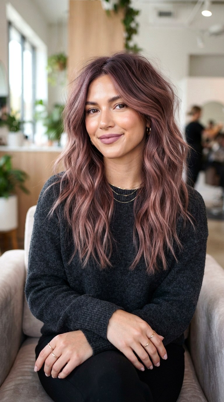 Rosewood Smoked Balayage Glow - 22 long hair dye ideas
