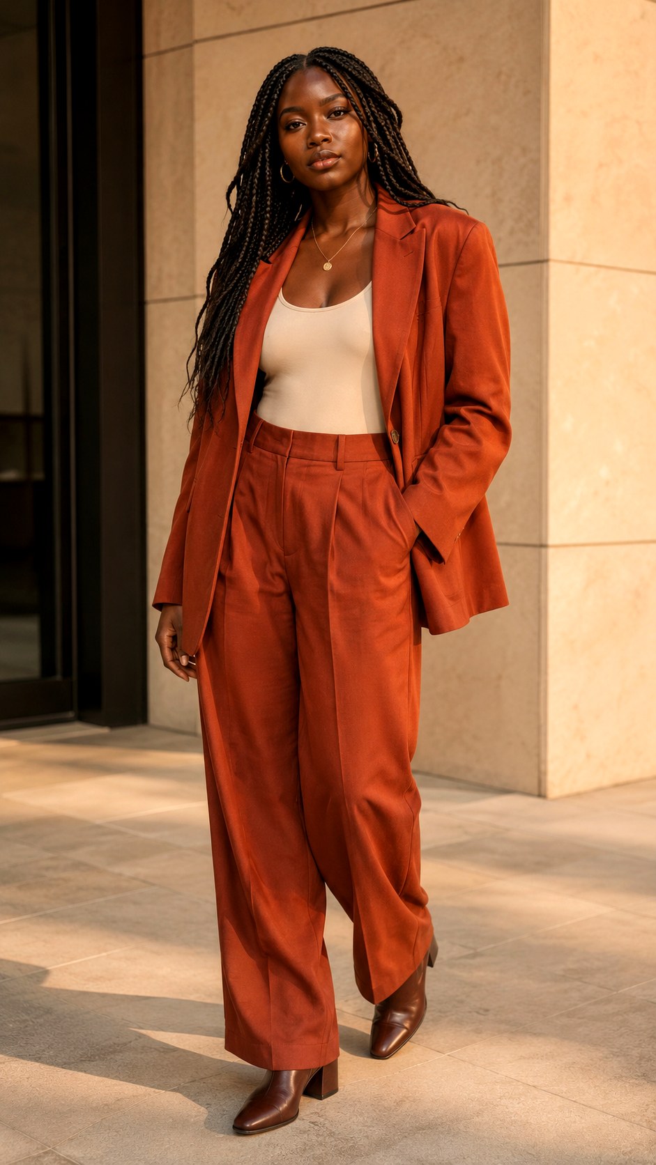 Rust Colored Suit for Fall - 25 baggy suit outfit ideas