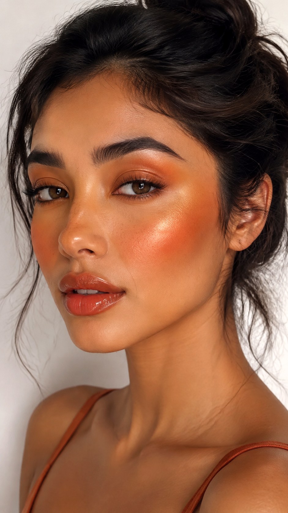 Rusty Orange Sunset Blush Pop - 24 Olive Skin Makeup Looks
