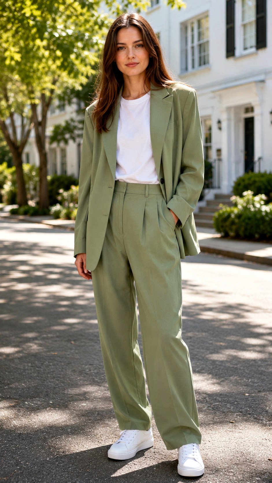 Sage Green Slouchy Suit - 25 baggy suit outfit ideas