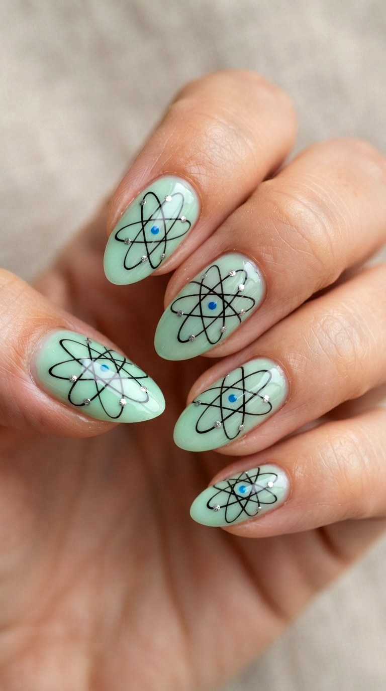 Science Atom Nail Art - 22 cute back to school nail art design