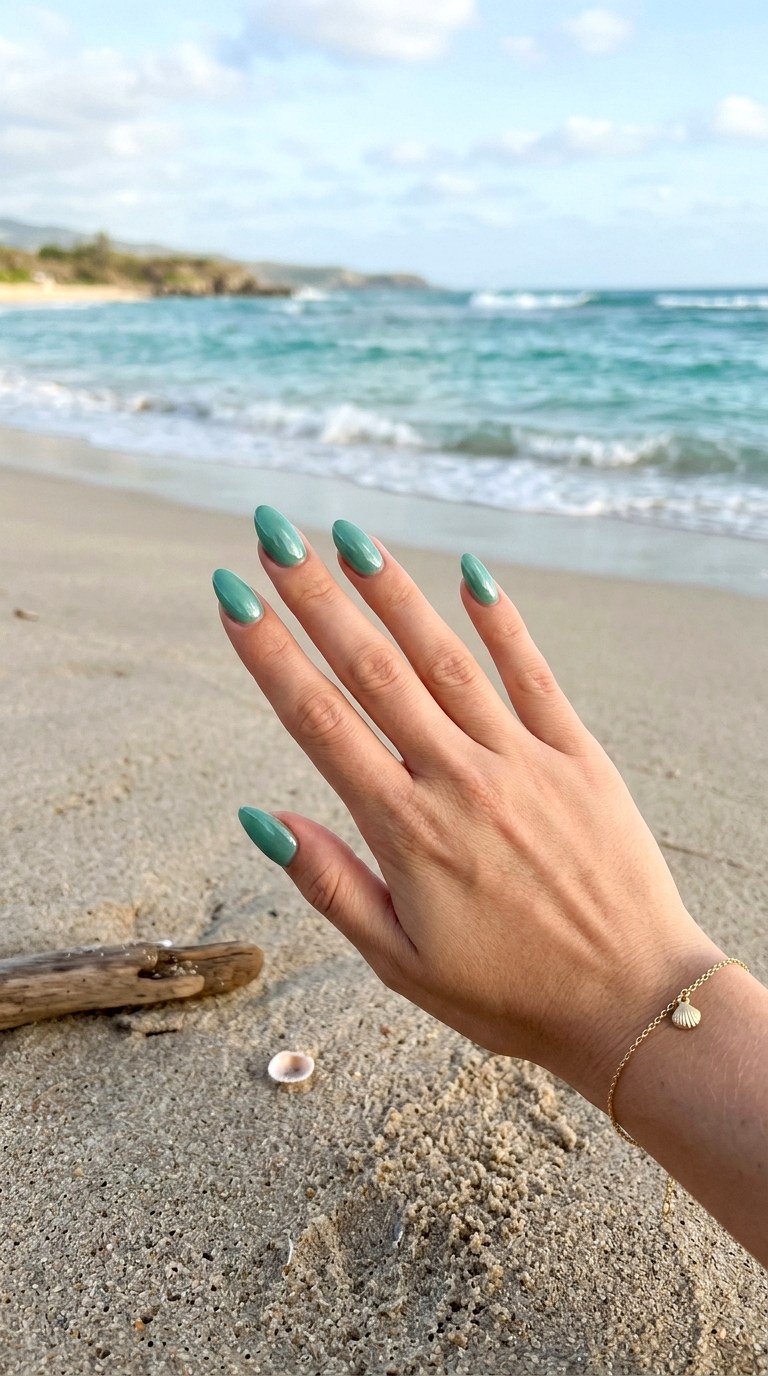 Seafoam Green Glazed Ceramic Textures - 24 Summer Nail Design Trends