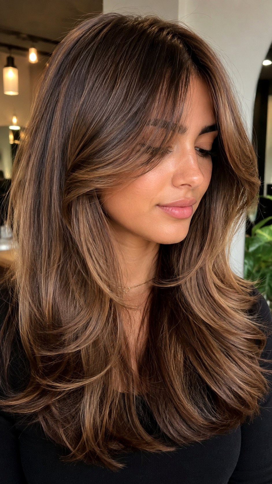Seamless Butterfly Layers with Soft Curtains - 23 butterfly haircut long layers ideas