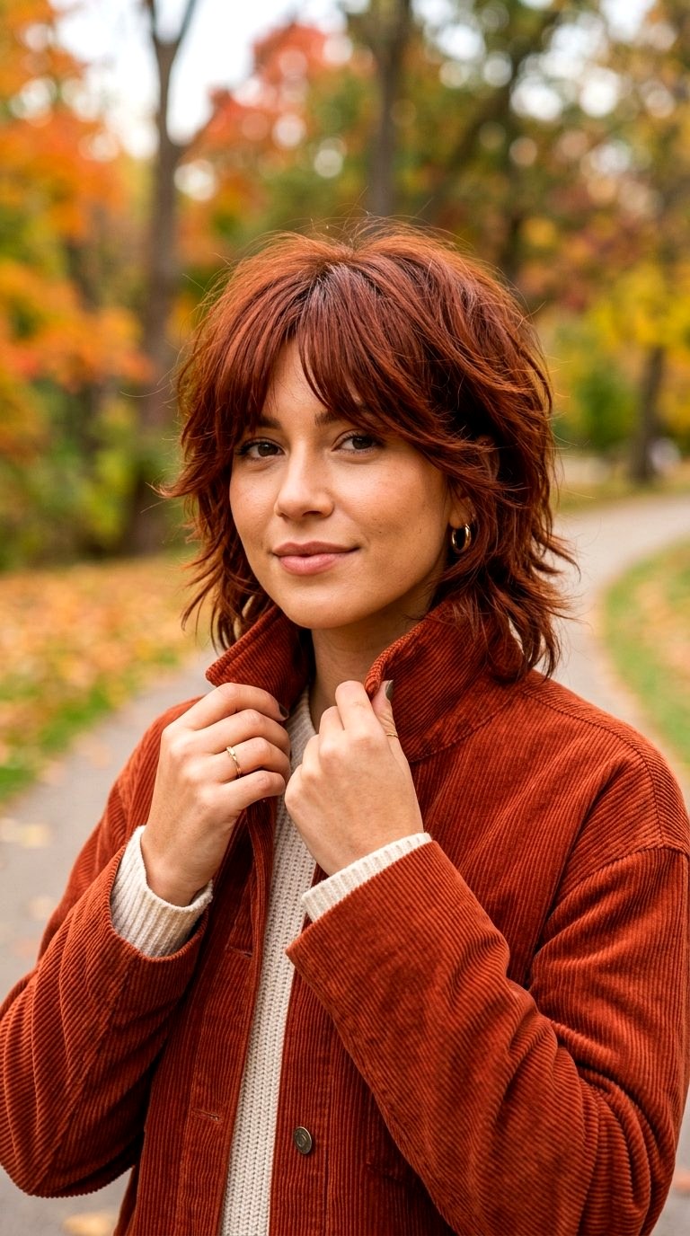 Shaggy Layers with Copper Fringe - 21 curtain bangs copper ideas