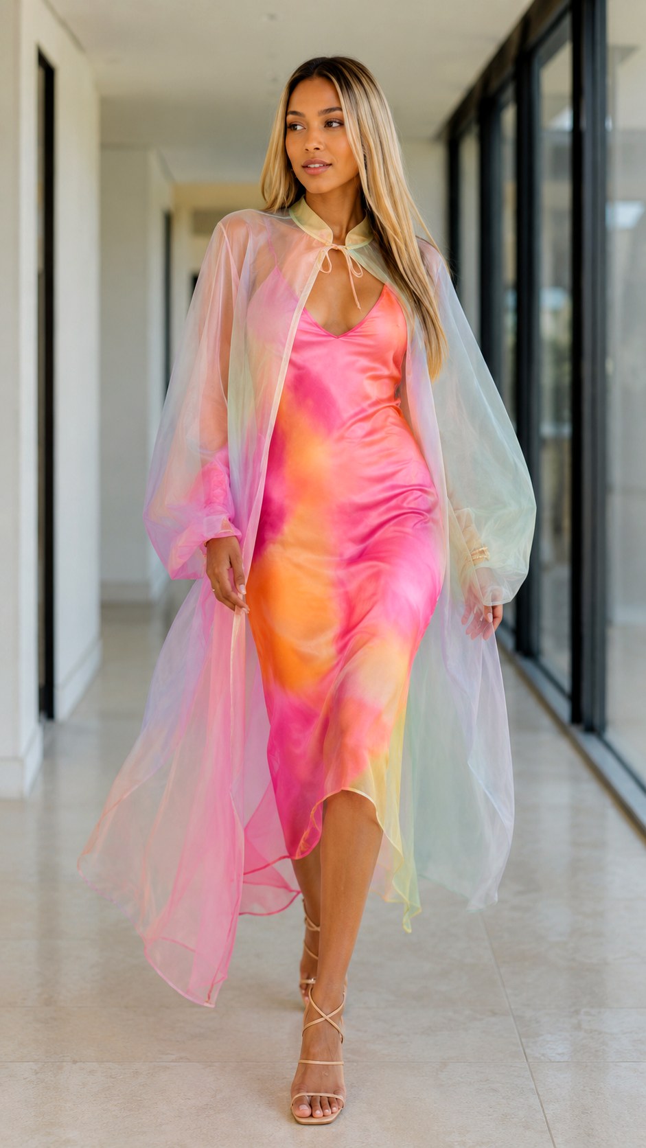 Sheer Organza Overlay Cape Outfit Ideas - 24 pleated trouser outfit ideas