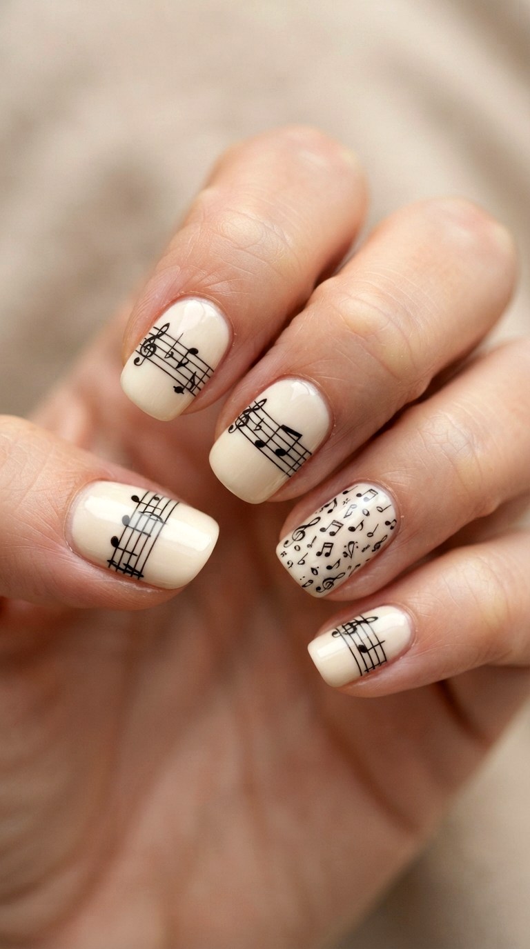 Sheet Music Nail Art - 22 cute back to school nail art design