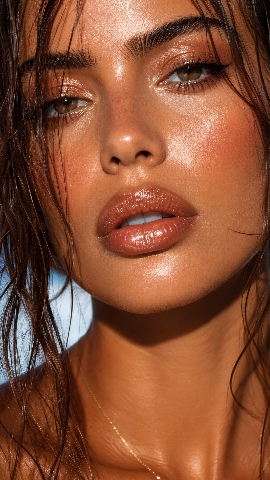 Shimmering Bronze Lip Gloss - 25 Summer Trendy Lip Color Ideas