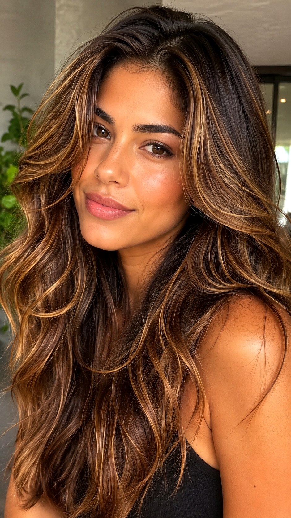 Shimmering Bronze Metallic Lowlights - 23 Hair Color Ideas for Olive Skin