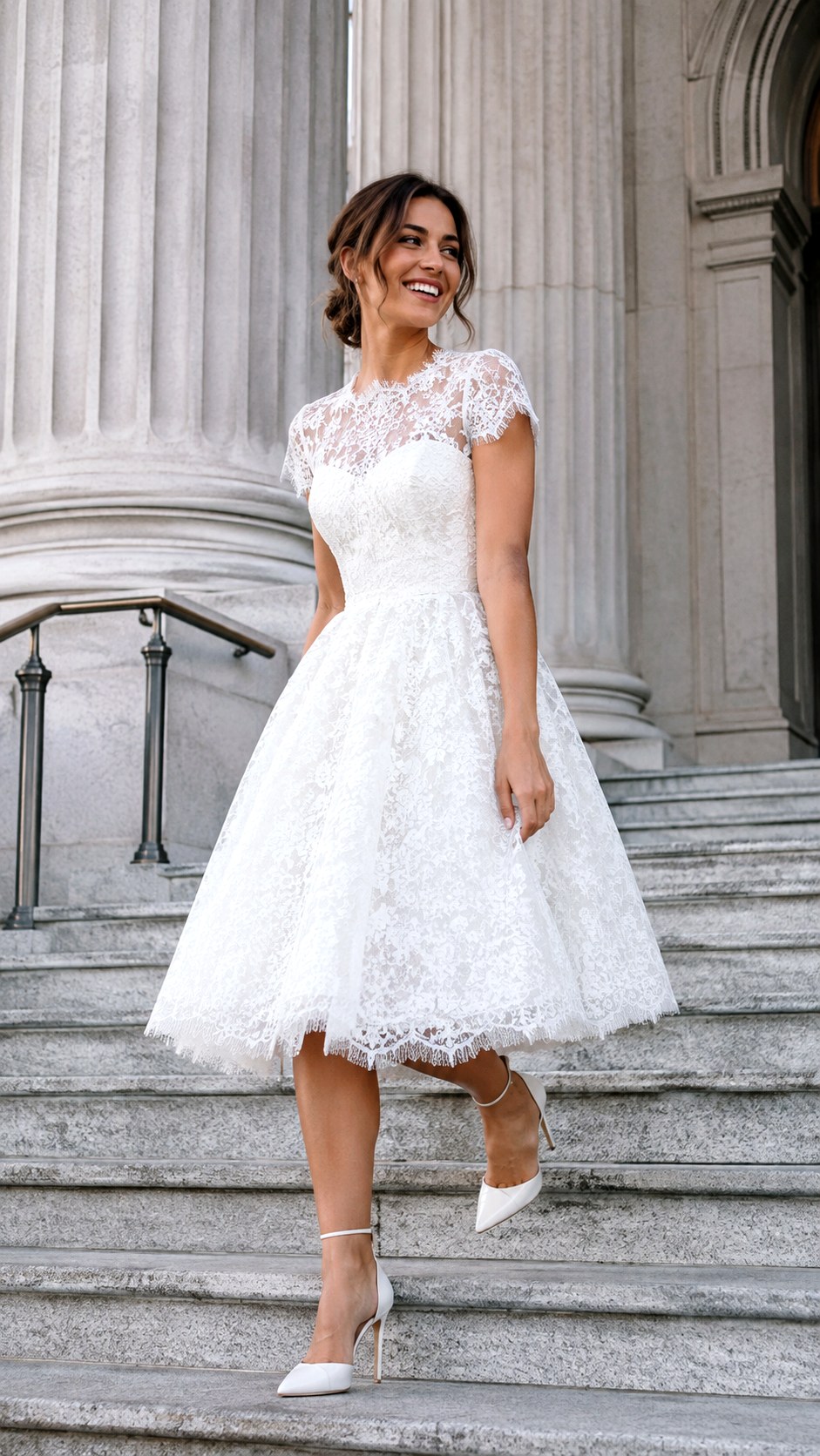 Short Tea Length Lace Dress - 22 Dream Wedding Simple Dresses Ideas