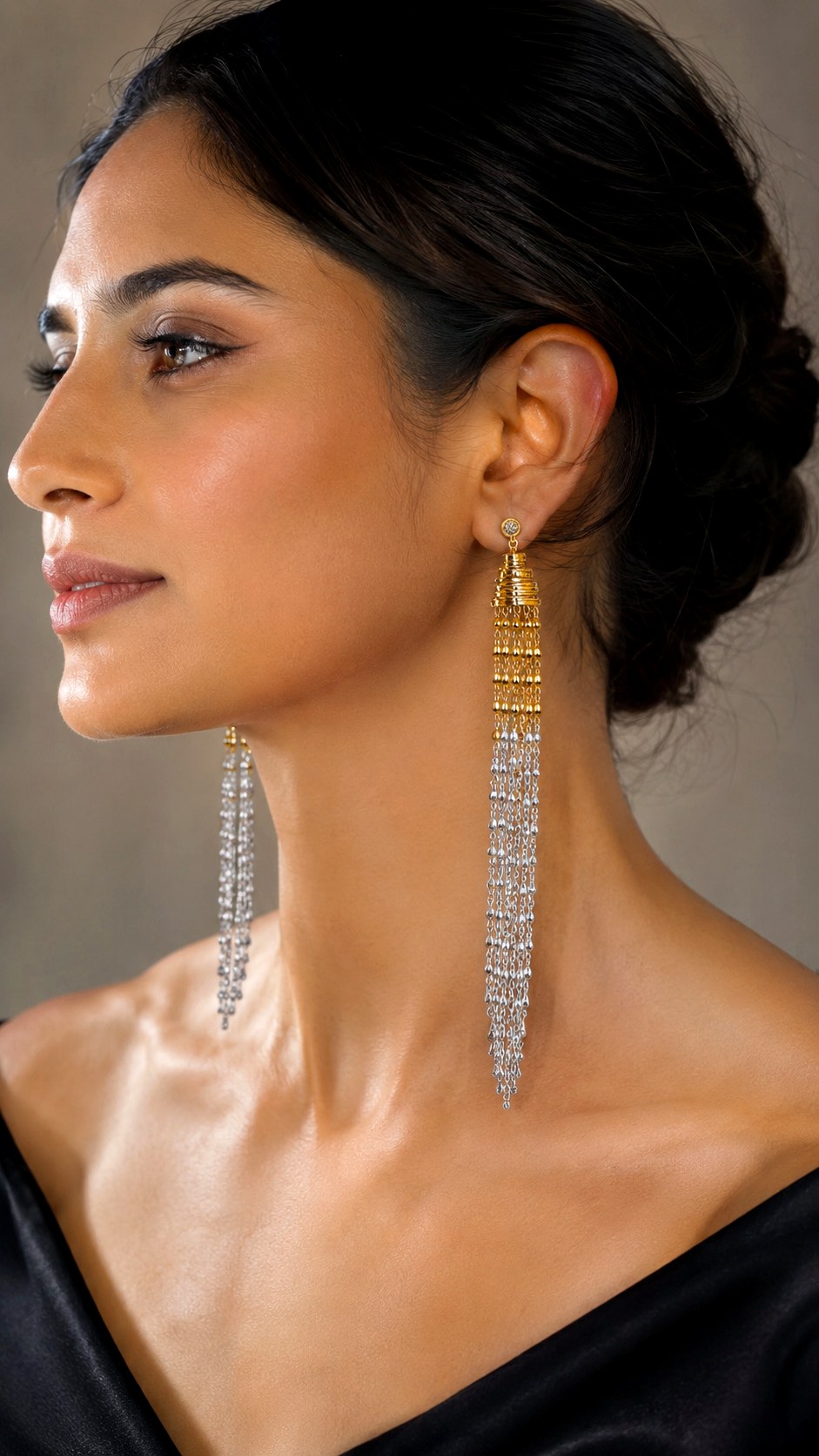 Shoulder Dusting Statement Earrings in Mixed Tones - 24 gold vs silver jewelry ideas