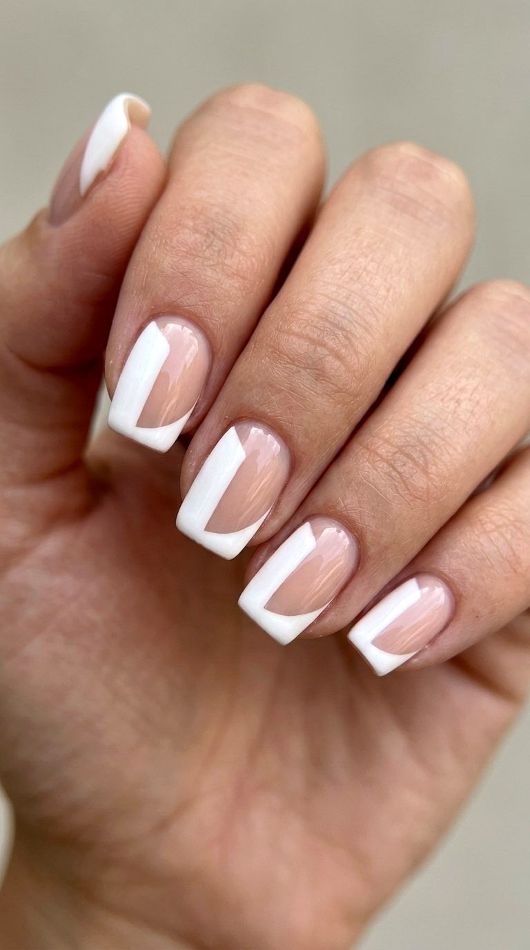 Side White French Tip Look - 20 White French Tip Nail Design Ideas
