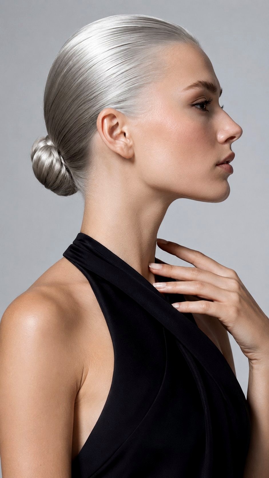Silver Slicked Back Low Bun - 23 classy bun ideas