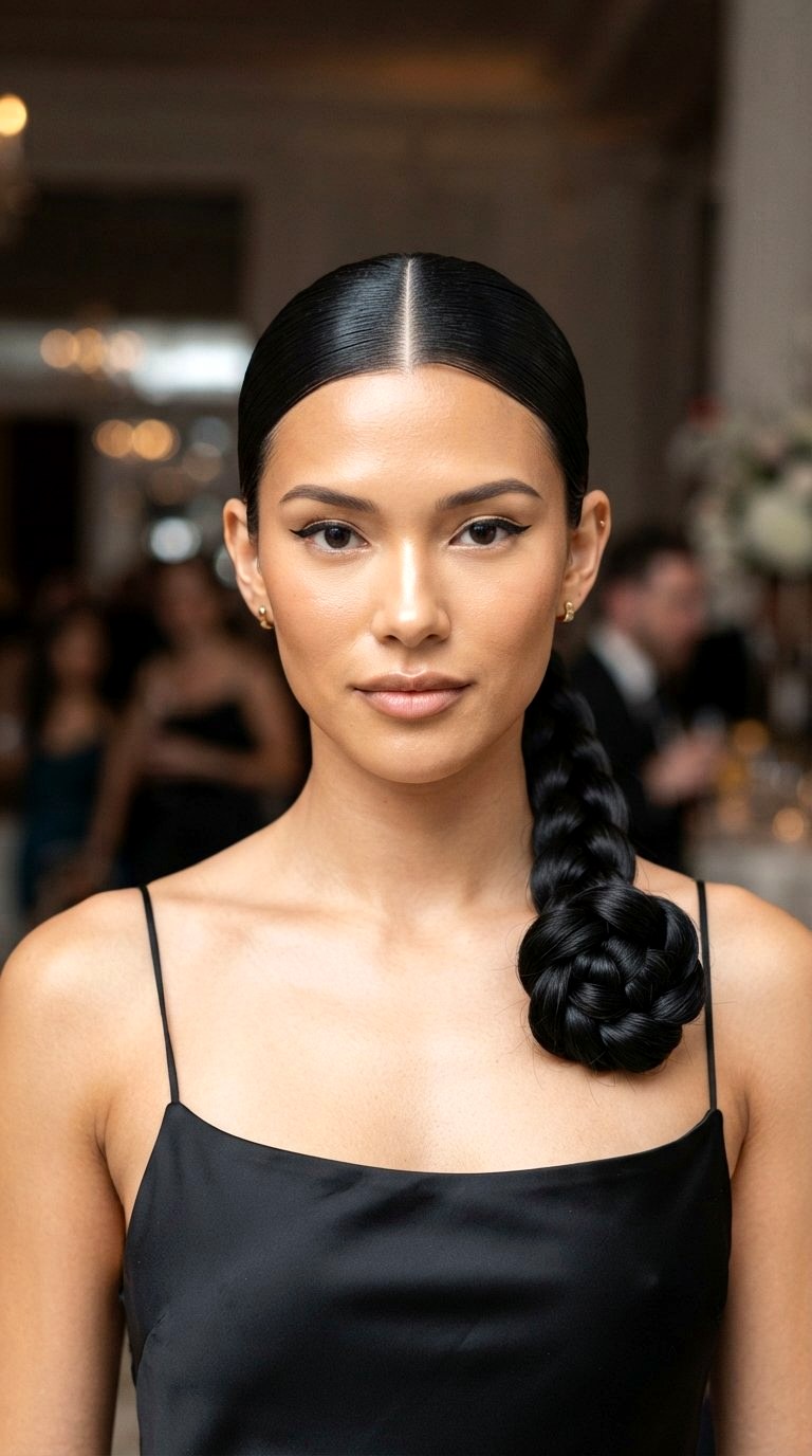 Sleek Low Braided Prom Bun Look - 20 low bun prom hairstyles ideas