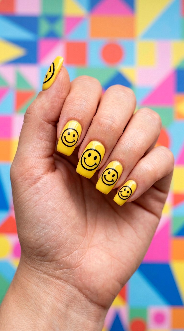 Smiley Face Accent Nails - 23 Trendy Nail Designs
