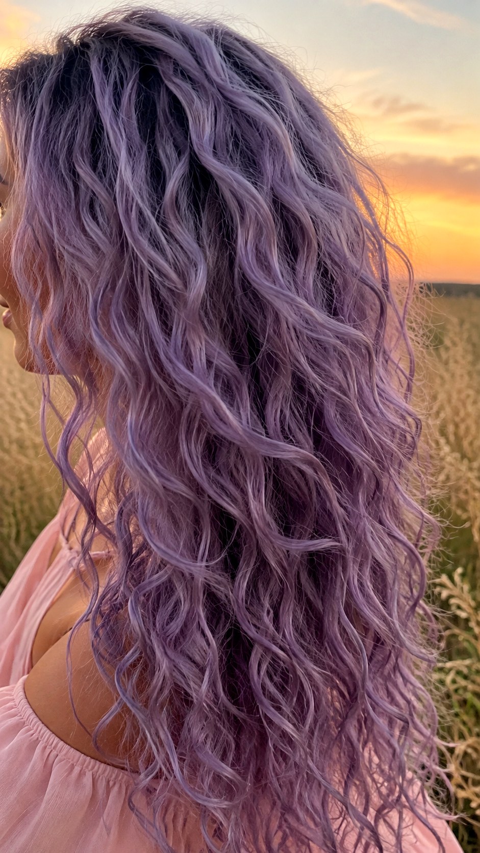 Smoky Lavender Long Kinks - 24 natural hair color ideas