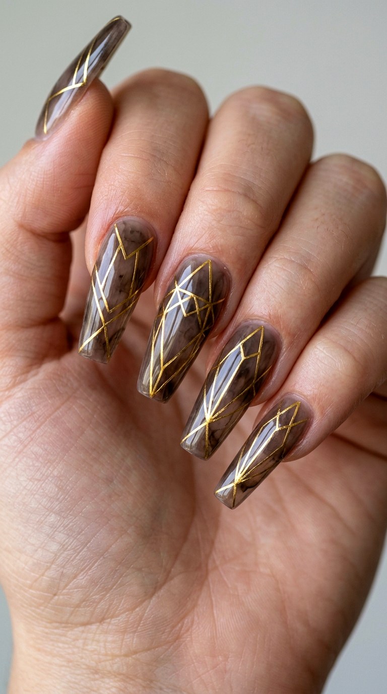 Smoky Quartz Crystal Nail Art - 23 gothic coffin nail art designs