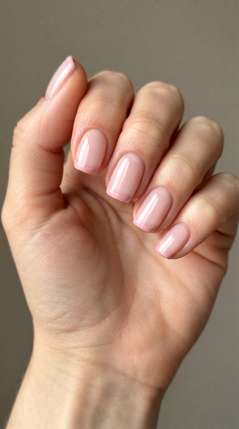 Soft Blush Pink French Manicure - 22 natural french tip nail art ideas