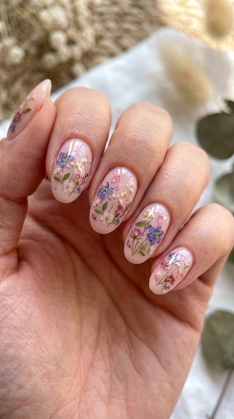 Soft Gel Encapsulated Flowers - 22 Simple Summer Nail Designs