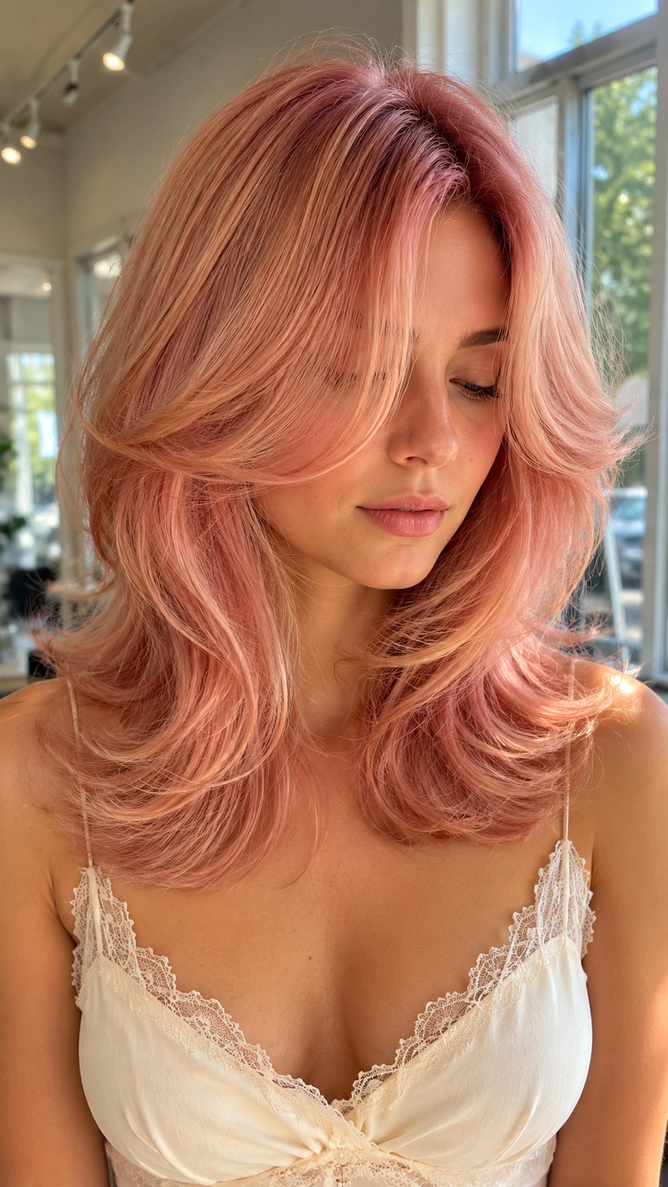 Soft Rose Gold Butterfly Layers - 25 butterfly layers hair medium ideas