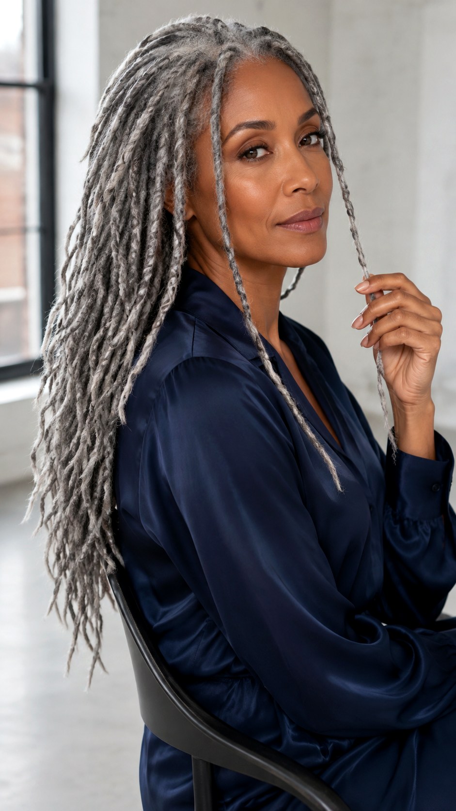Soft Silver Gray Locs - 24 natural hair color ideas