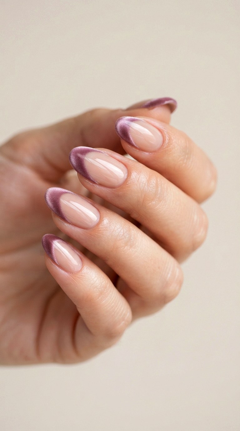 Soft Velvet Mauve French Manicure - 21 cute french tip nail art ideas