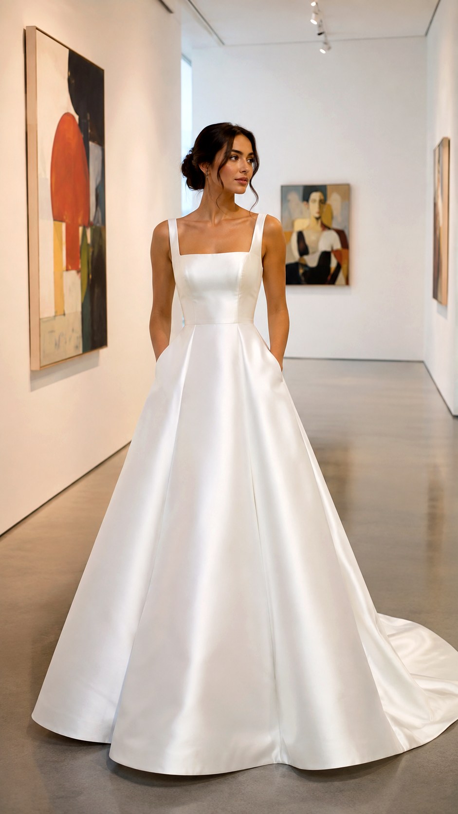 Square Neckline Satin Gowns - 22 Dream Wedding Dresses Ideas