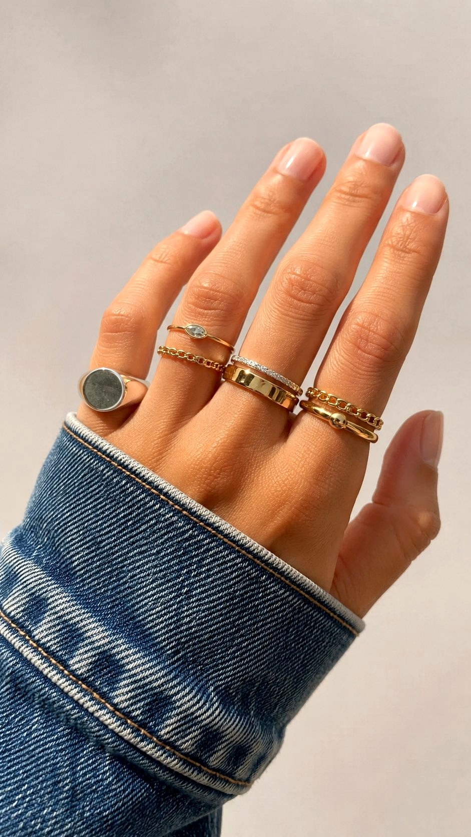 Stacked Gold and Silver Rings - 20 mixing gold and silver jewelry ideas