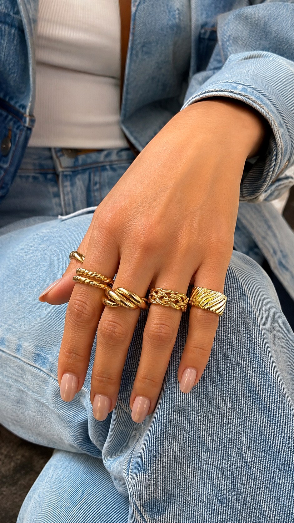 Stacked Sculptural Gold Rings - 21 jewelry inspo gold ideas