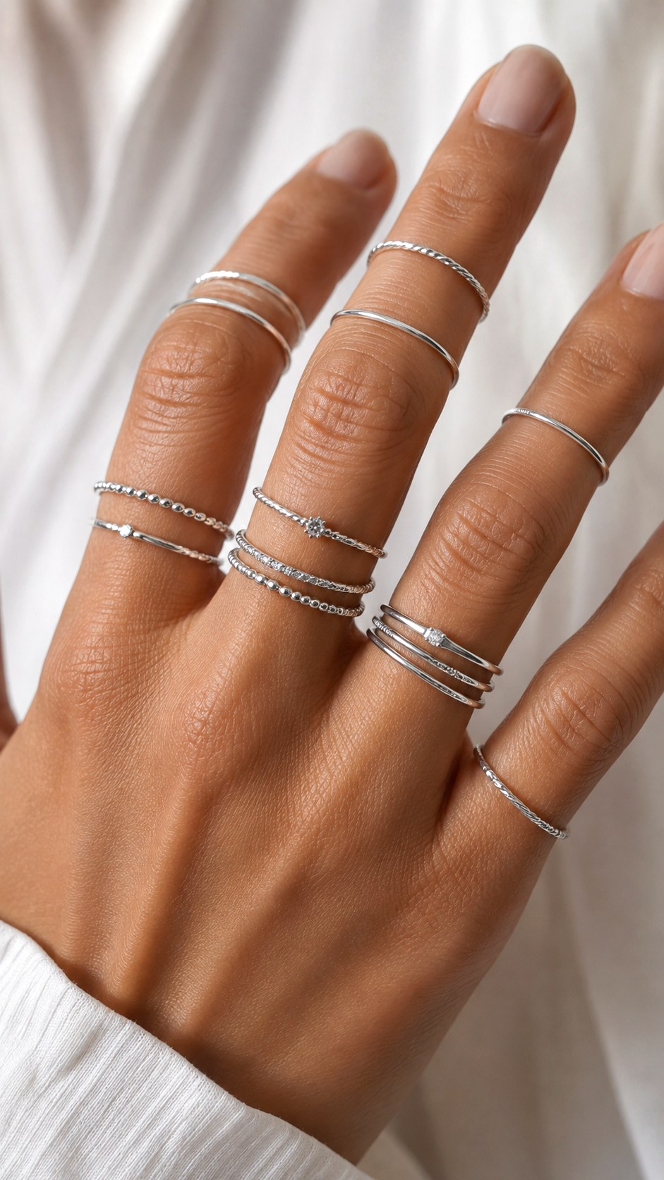 Stacking Delicate Silver Rings - 20 silver jewelry aesthetic ideas