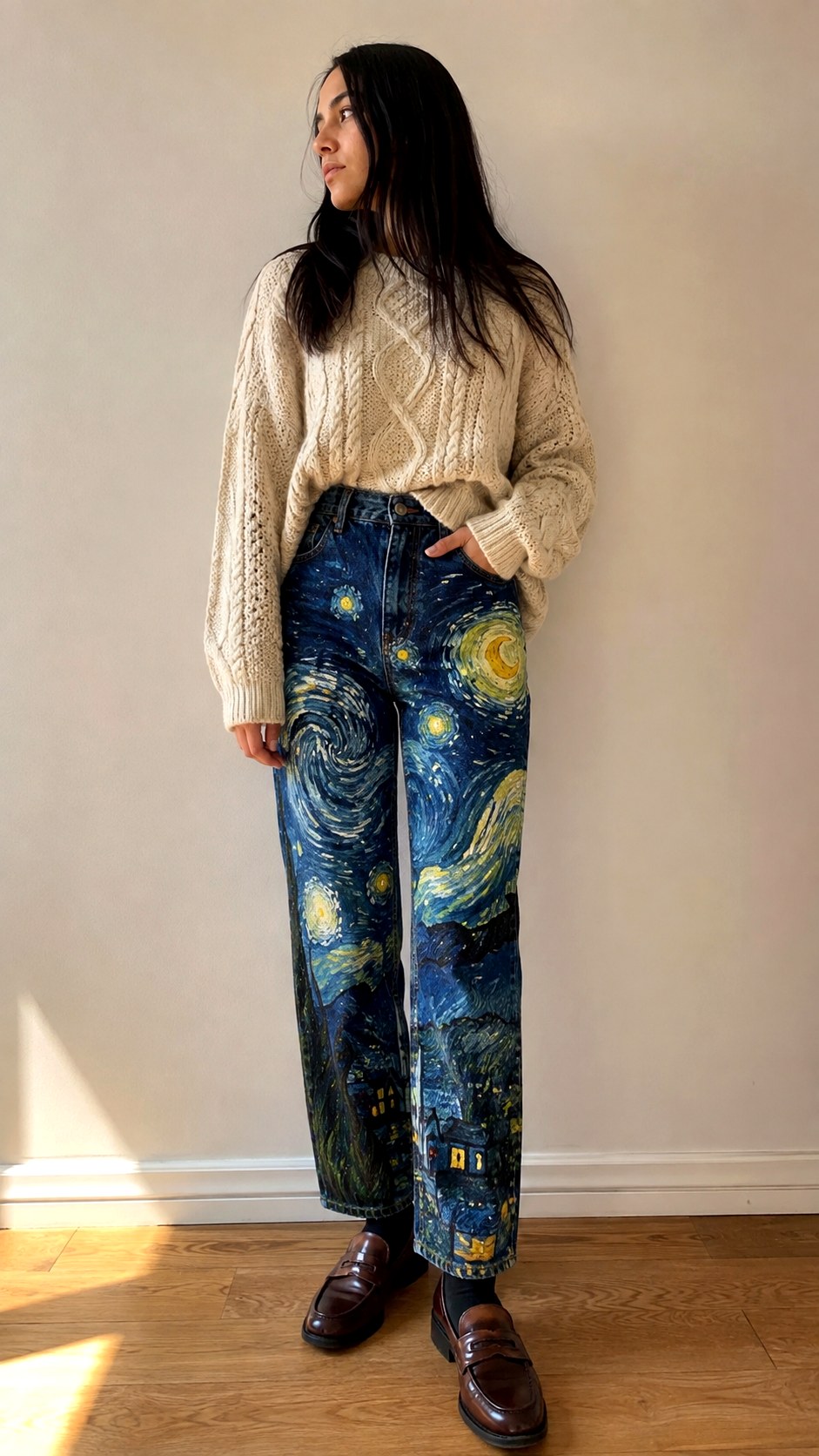 Starry Night Painted Jean Outfit Ideas - 23 painted jean outfit ideas