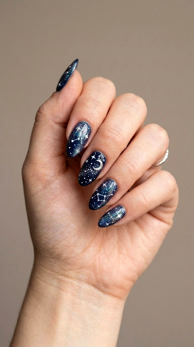 Starry Night Skies - 21 Nail Art at Home Ideas