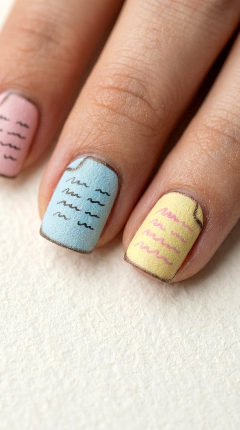 Sticky Note Pastel Reminders - 20 cute school nail art ideas