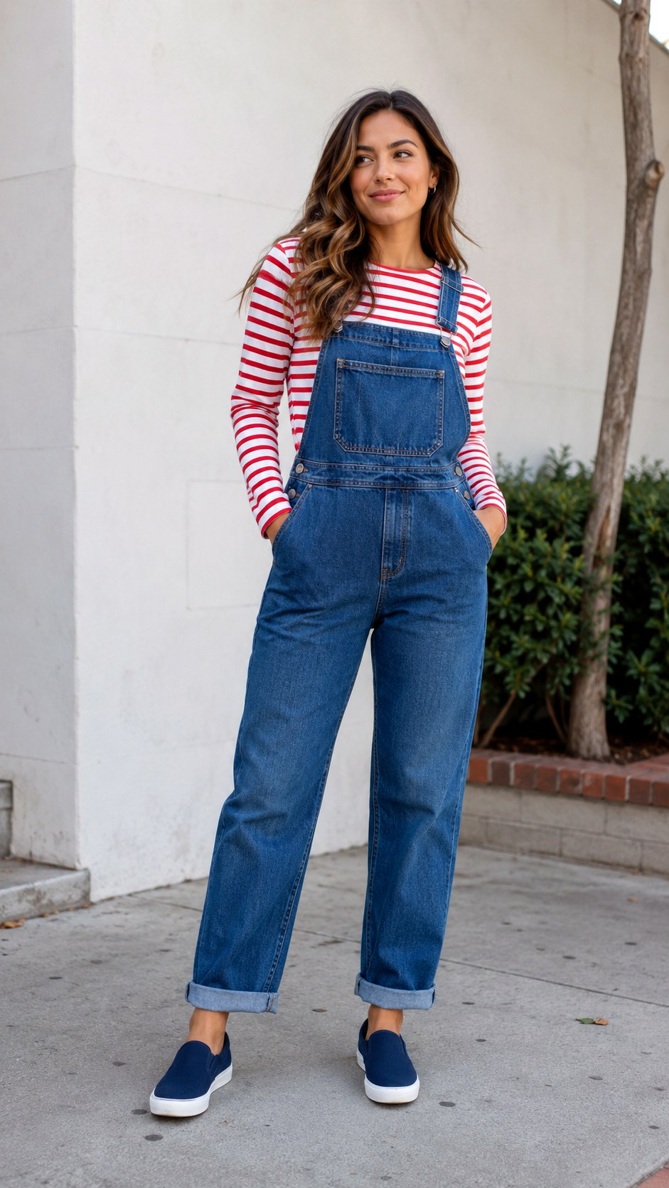 Striped Tee And Spirit Overalls - 21 school spirit overall outfit ideas