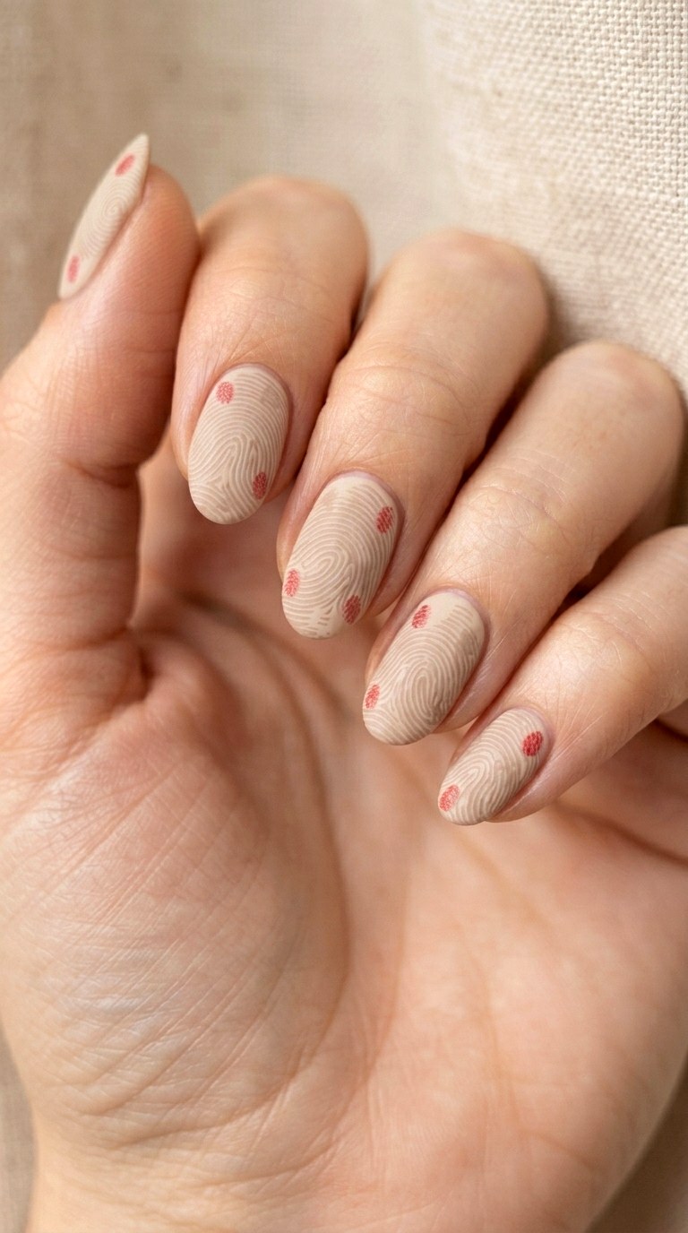 Subtle Fingerprint Pattern Nails - 20 cute school nail art ideas